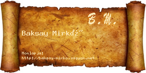 Baksay Mirkó névjegykártya
